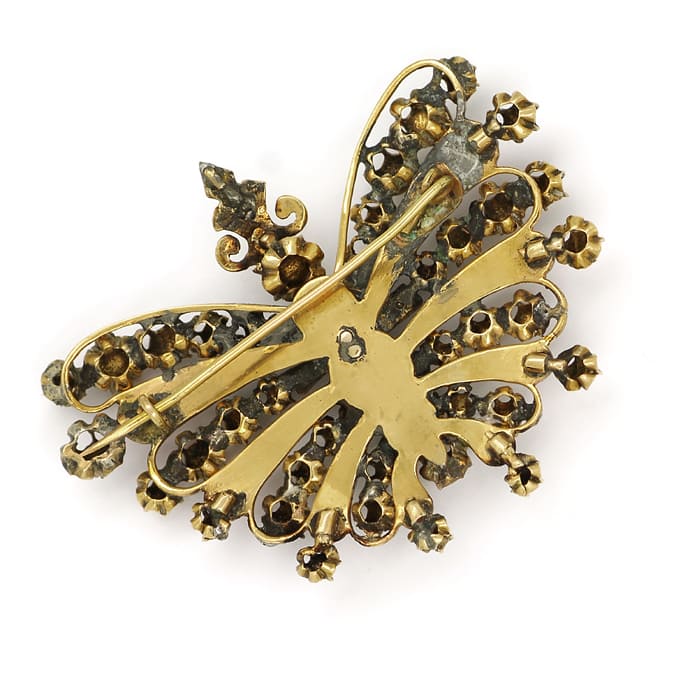 Foto 3 - Schmetterling Brosche antik Diamantrosen buntes Emaille, S1923