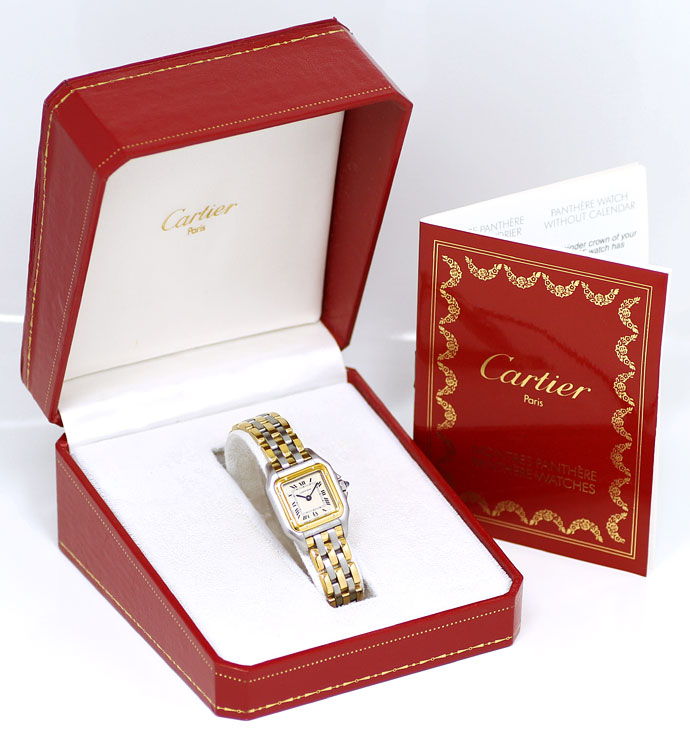 Foto 6 - Cartier Panthere Damen-Armbanduhr mit drei Steifen Gold, U2328